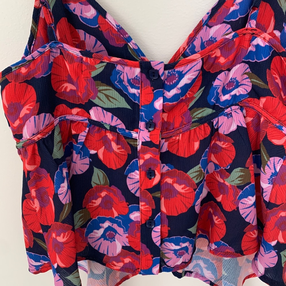 NWOT CAD Red and Blue Floral Tank Top - Picture 4 of 5